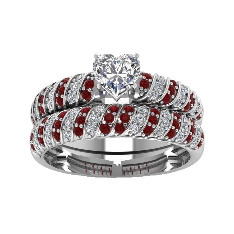 Hot-Selling Cable Knit Zirconia Couple Rings with Heart Detail
