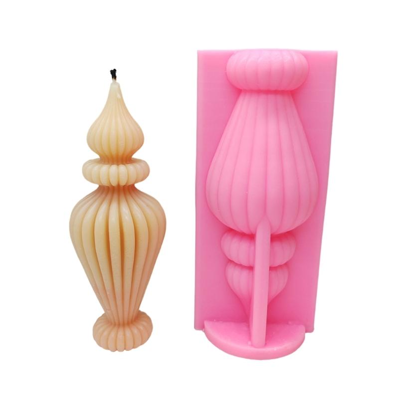 Silicone Candle Molds, Striped Tower Silicone Candle Molds for Crafting Candle Soap Gypsum Decorations, Desk Ornaments