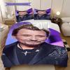 Musician and actor Johnny Hallyday bedding, duvet cover, pillowcase, home decoration, birthday gift (1 * duvet cover+2 * pillowcase, coreless)