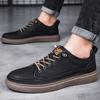 Fashion Comfortable Soft Sole Casual Shoes Men's Lace Up Oxford Shoes Cowhide Thick Bottom Outdoor Wear Resistant Non-slip Walking Shoes