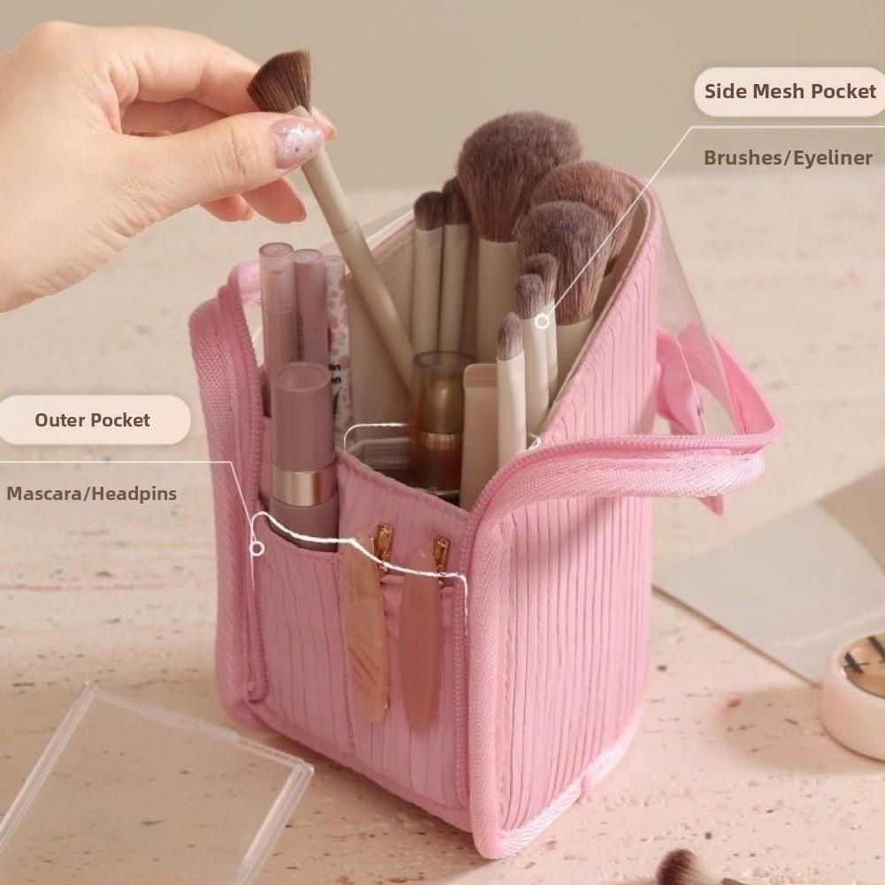 Waterproof Vertical Cosmetic Bag Large Capacity Travel Storage Pouch Makeup Brush Case Women