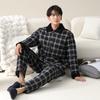 Pajamas Men'S Winter Pure Cotton Padded Three-Layer Thickened Piled Padded Cotton Woven Warm Autumn And Winter Loungewear Set