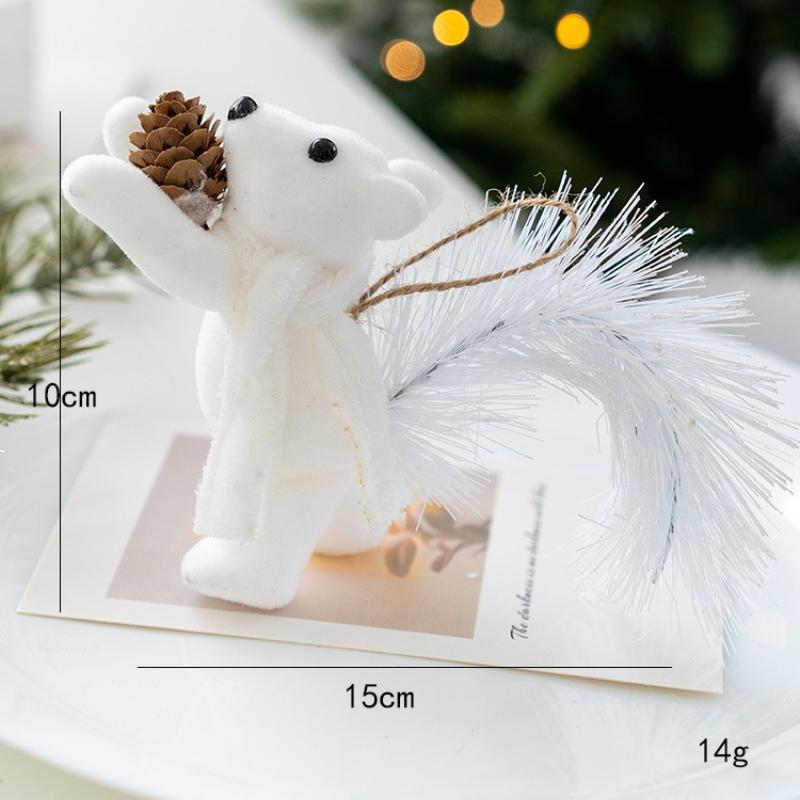 Foam Squirrel Figurine Christmas Tree Simulated Squirrel Pendant Decor White Brown Squirrel for Kid Cute Hanging Xmas Gift Decor