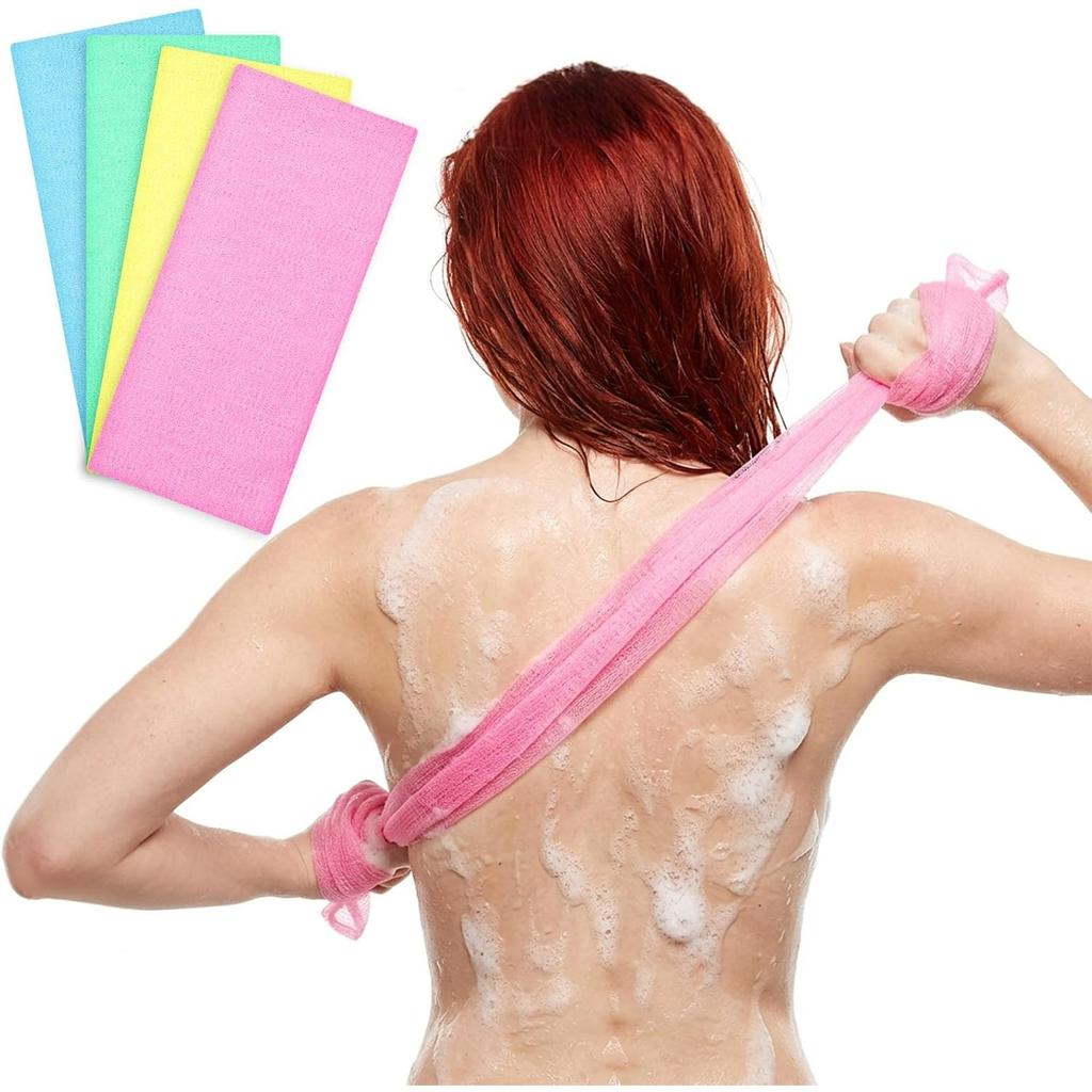 Peeling-Waschlappen Körperbürste Bade-Tuch Haut-Bade-Waschhandtuch für Dusche Japanischer Nylon-Waschlappen Luffa-Schwamm Netz-Lappen Rücken-Schrubber für Frauen