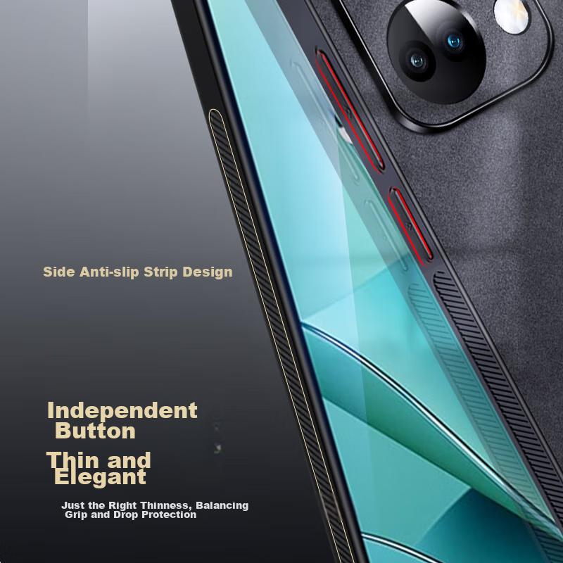 OnePlus ACE2V Phone Case, 1+ ACE2v Protective Cover, Shockproof, Full Lens Protection, Soft, Simple Luxury Silicone Outer Case,n, Leather Cover, Black