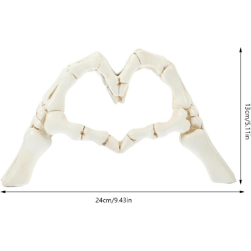 Artibetter Heart Hands Sculpture Gesture Heart Decoration Love Ornament Skeleton Hearts Sculpture Skull Couple Statue Heart Shape Figurine for for