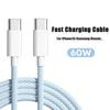 Typ-C-zu-Typ-C-Kabel PD Schnellladung 60W USB-C-Kabel Geflochtenes Kabel für iPhone 15 Pro Max Samsung OPPO VIVO Xiaomi
