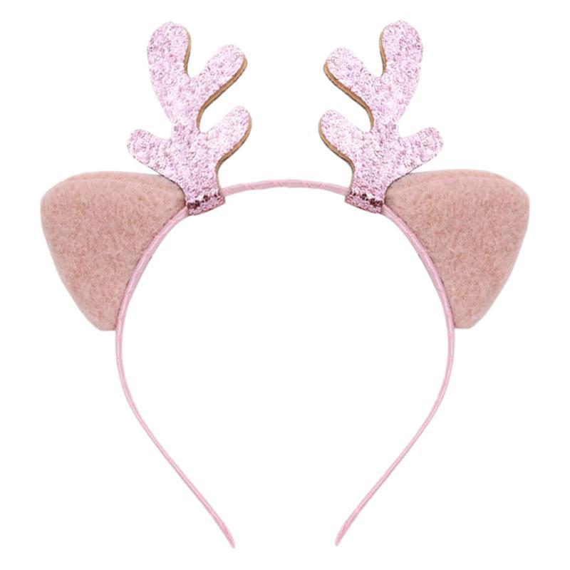 Korean Style Christmas Antler Headband with Gold Sequins and Cat Ears, Liu Tao Inspired