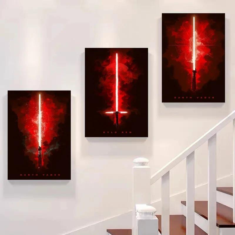 Star Wars Movie Poster Home Decoration Lightsaber Canvas Art Print Picture Wall Art Paintings for Gaming Room Decor Cuadros