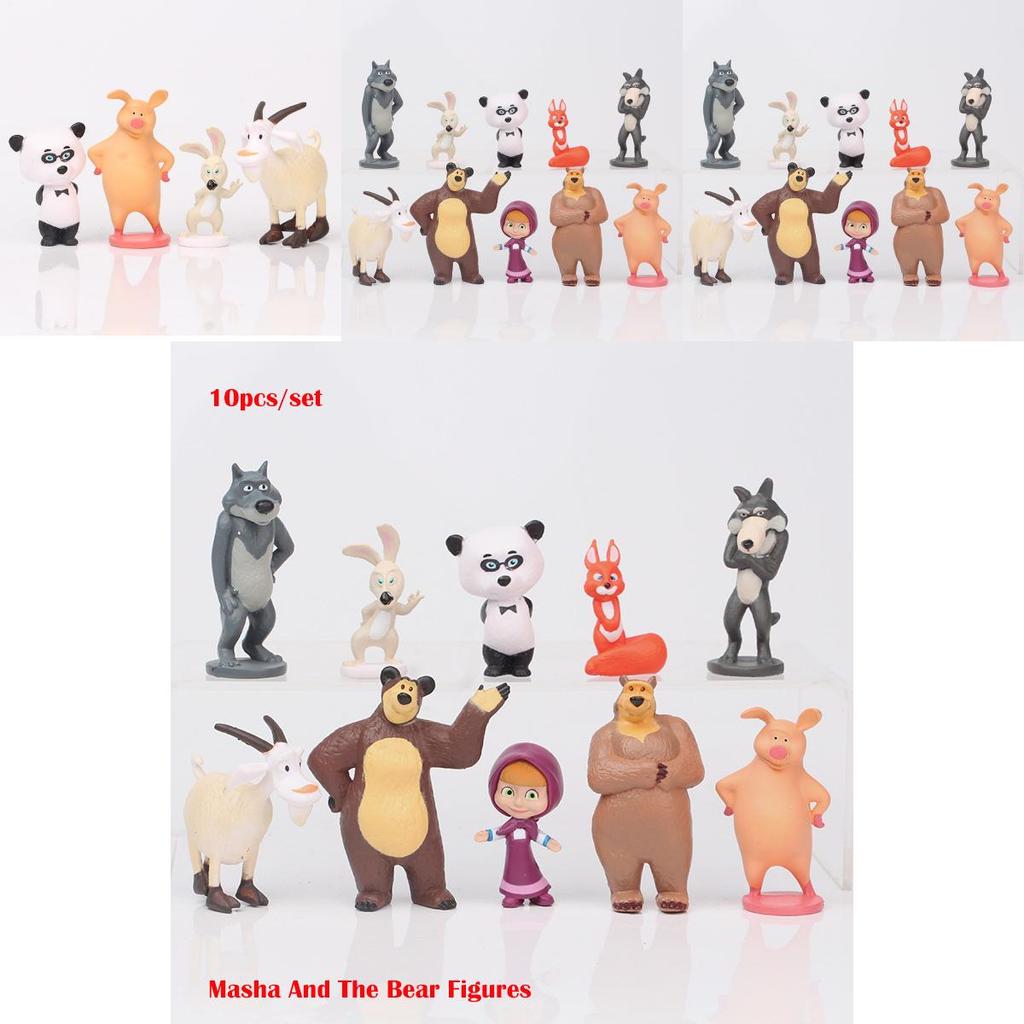 Collectible Masha And The Bear Mini Figures Set Made Of Safe Non-toxic Pvc Material