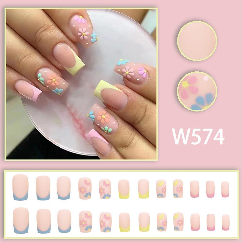 

24 шт. Маленькие свежие и красочные милые цветочные маникюрные таблетки Macaron цвет французский темперамент элегантный европейский стиль доспехи