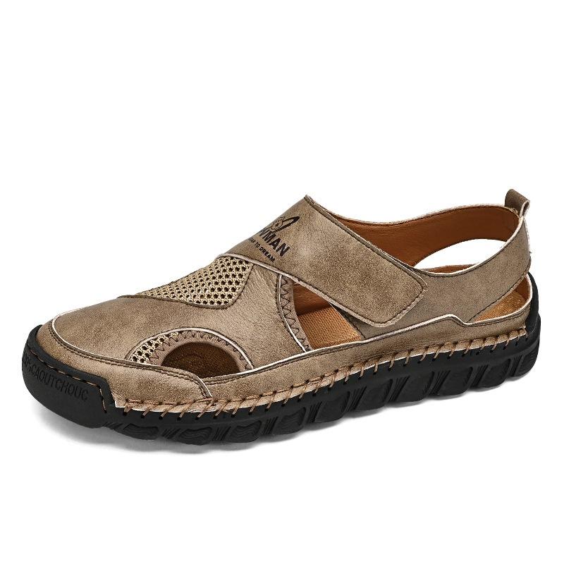 

2025 летние сандалии мужские ручной работы с внешним мешком сандалии с головкой большого размера дышащие повседневные пляжные туфли мужские 48