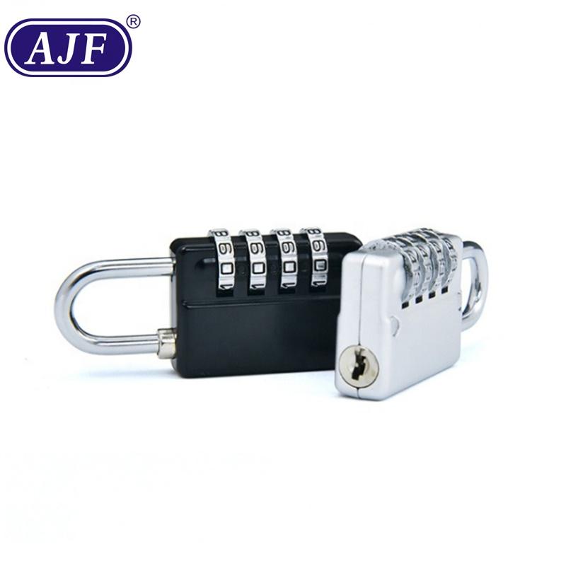 AJF 4 Digit Decoding Combination Lock Double Open Small Padlock Zinc Alloy Silver Black 30mm Luggage Bag Toolbox Closet