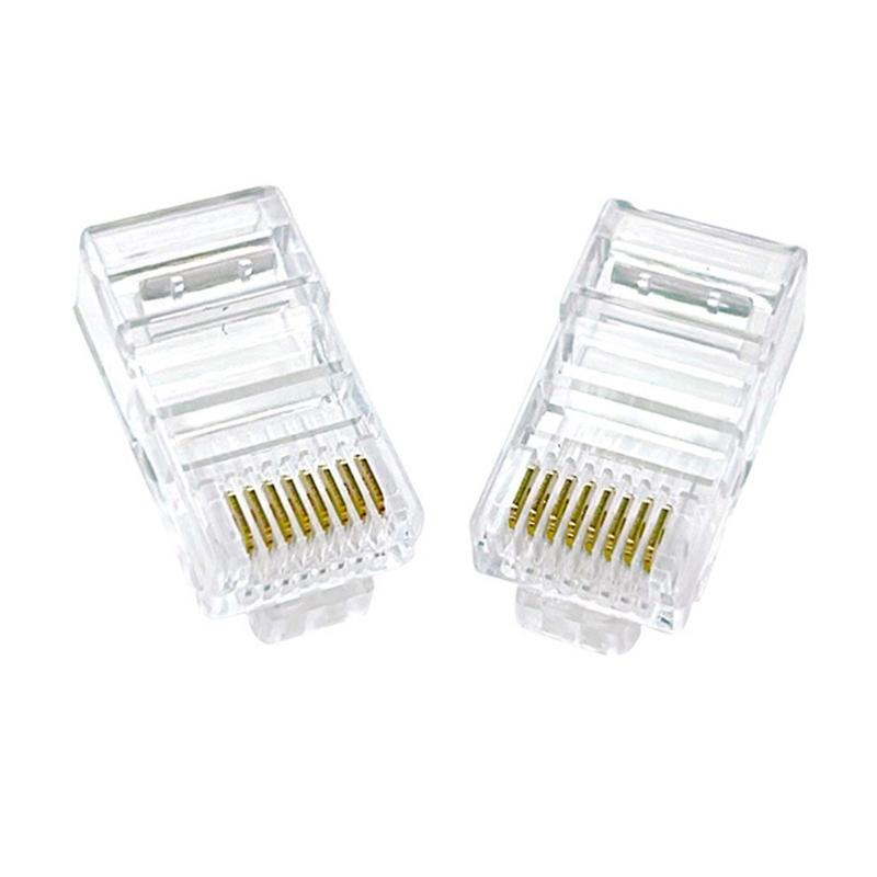 100PCS Unshielded RJ45 Modular Plugs Cat5e Networking Cable Connectors with Injection Molded Housing