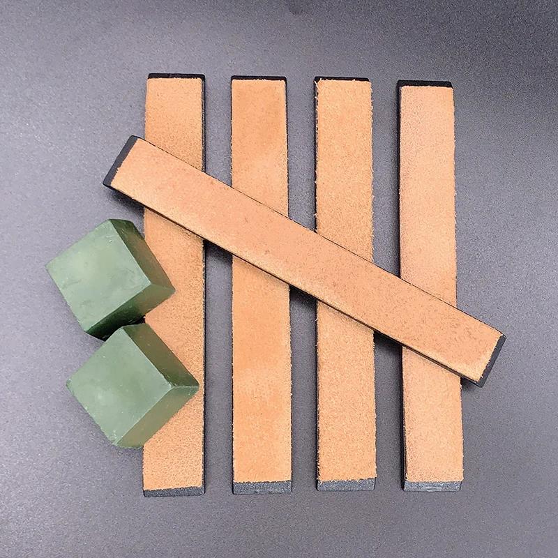 Leather Article Scissor Polishing Tool Leather Set Honing Strop Knife Cutter Cowhide Strop Polish Belt Grinding Sharpening Wax