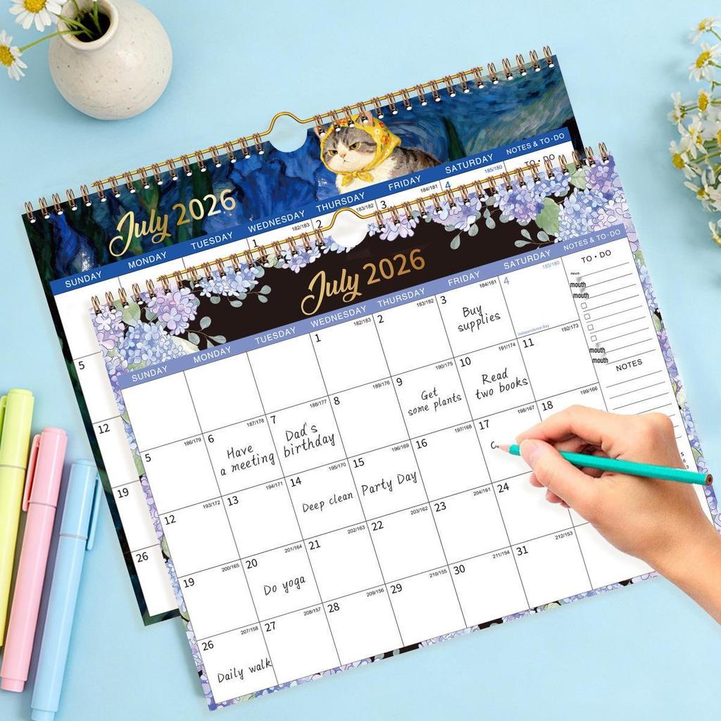 2027 Kreativer Englischer Wandkalender: Planen, Einchecken, Notiz & Anpassbar