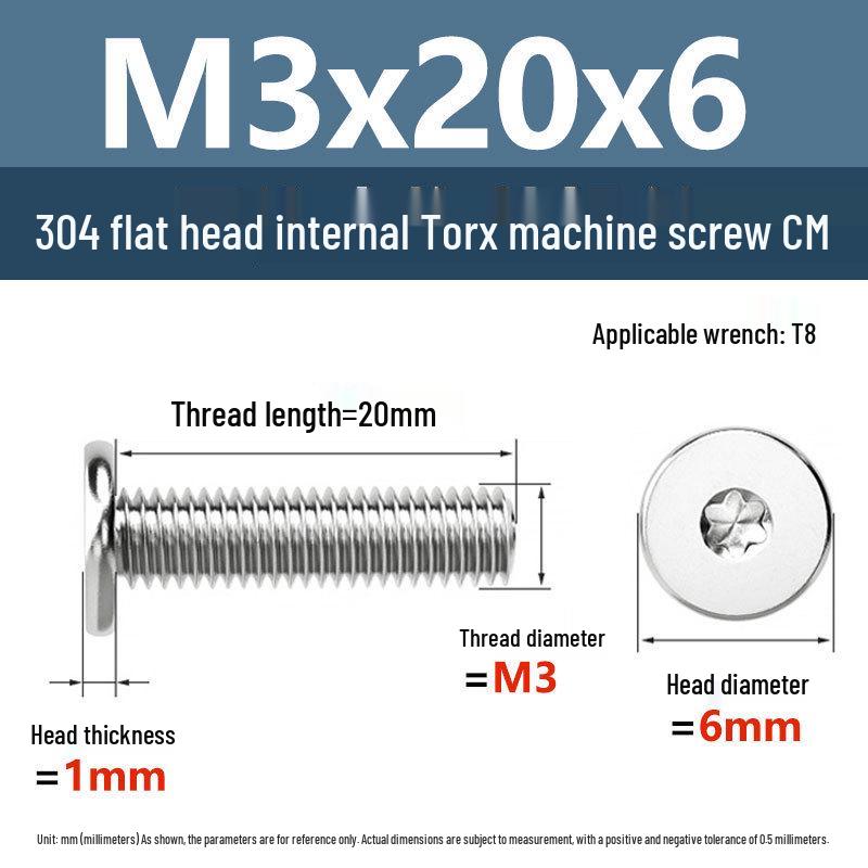 Yigu 304 Stainless Steel Thin Flat Head Torx Screw M2-M8 for Computer Machines