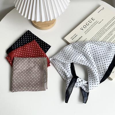 Silk Scarf Square Scarf High-end Sense Retro Polka Dot Atmosphere Scarf Thin Neck Protection Scarf Ribbon Silk Scarf