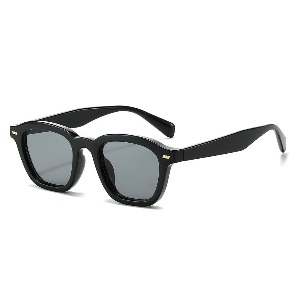 Retro Simple Square Sunglasses Sunglasses Black Frame Sunshade Uv Protection regular