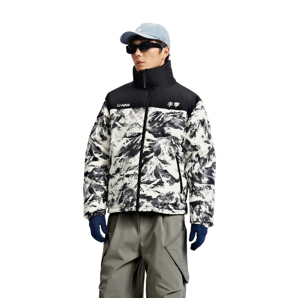 Li-Ning Minimalist Versatile Stand Collar Short Zipper Down Jacket Unisex Outerwear AYMV433-1
