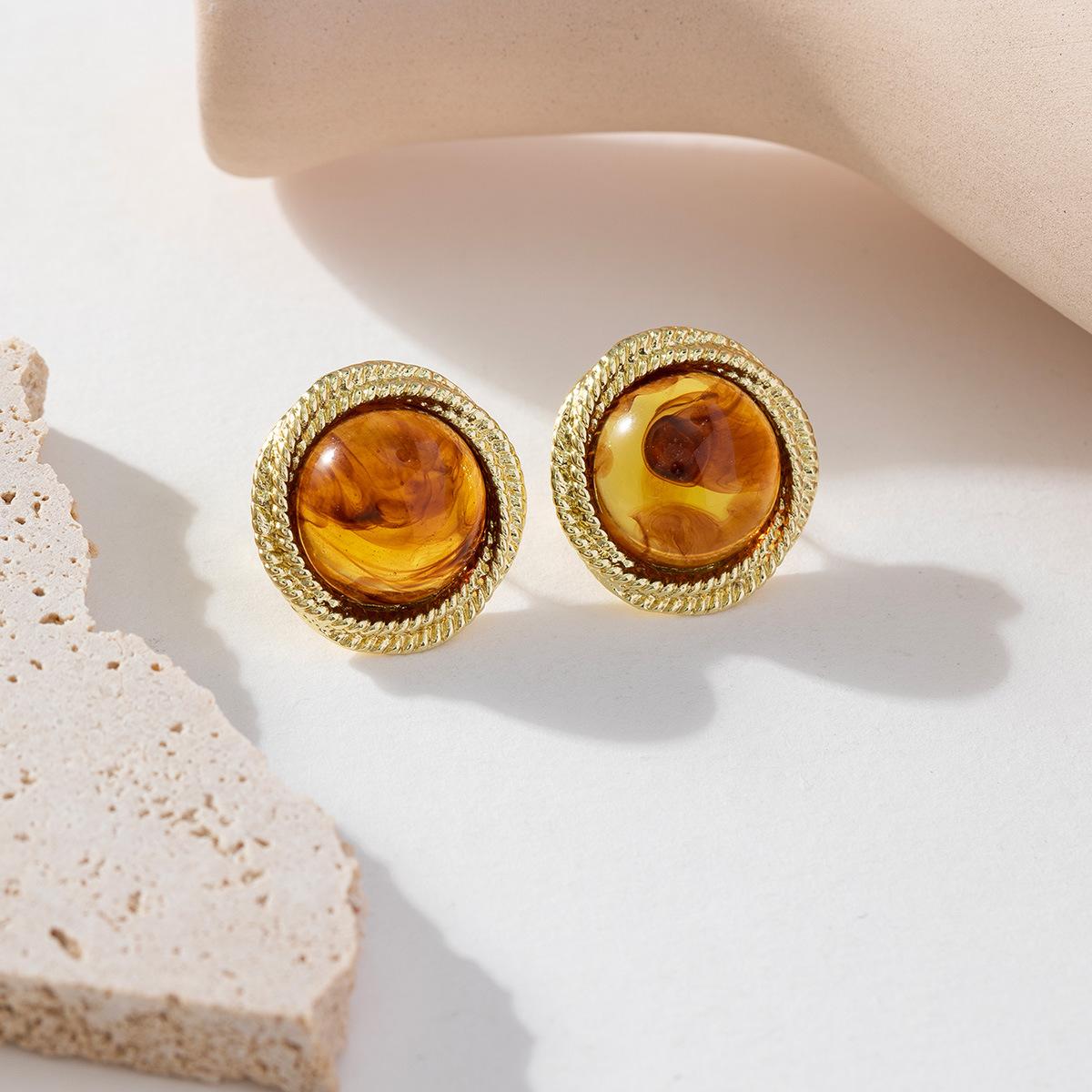 

Ретро геометрические кофейные серьги-гвоздики модные акриловые серьги для женщин ушные пряжки ювелирные изделия для вечеринок аксессуары подарки дубильная кора