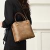 Women's PU Leather Tote Bag, Vintage Brown Bucket Handbag, Small Capacity Shoulder Crossbody Bag, Casual Daily Commuter Bag for Work Shopping Travel