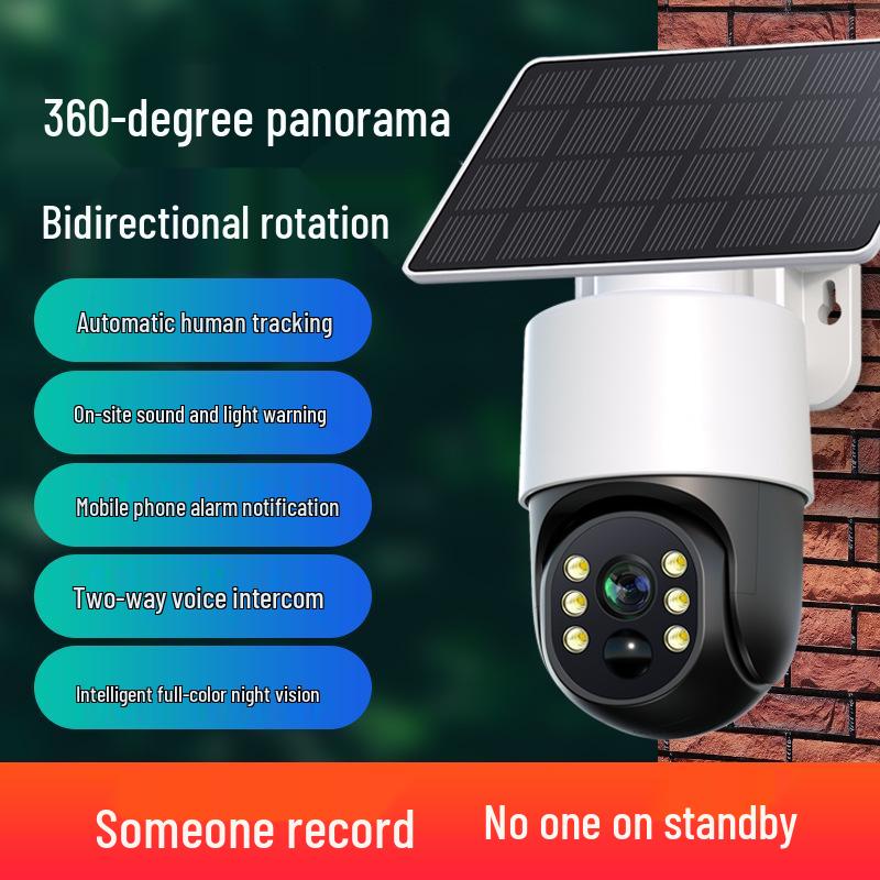 360° Panorama Drahtlose Solarkamera: Kein Strom/Netzwerk benötigt, Lebenslange kostenlose Verkehrsüberwachung für den Außenbereich