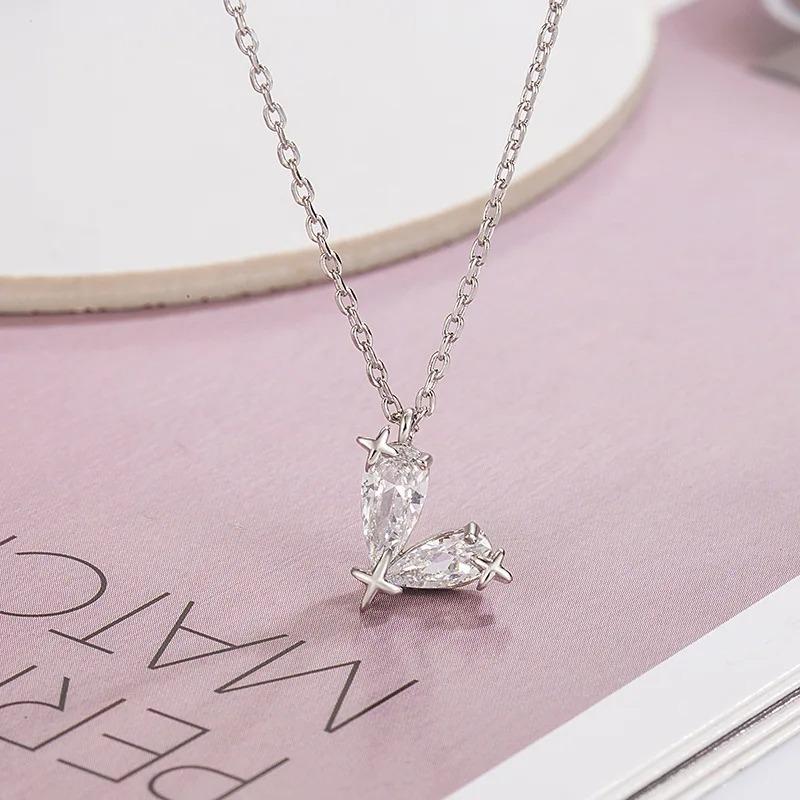 925 Silver Necklace Cute Five Pointed Star Smile Dimple Pendant for Women Girl Jewelry Gift