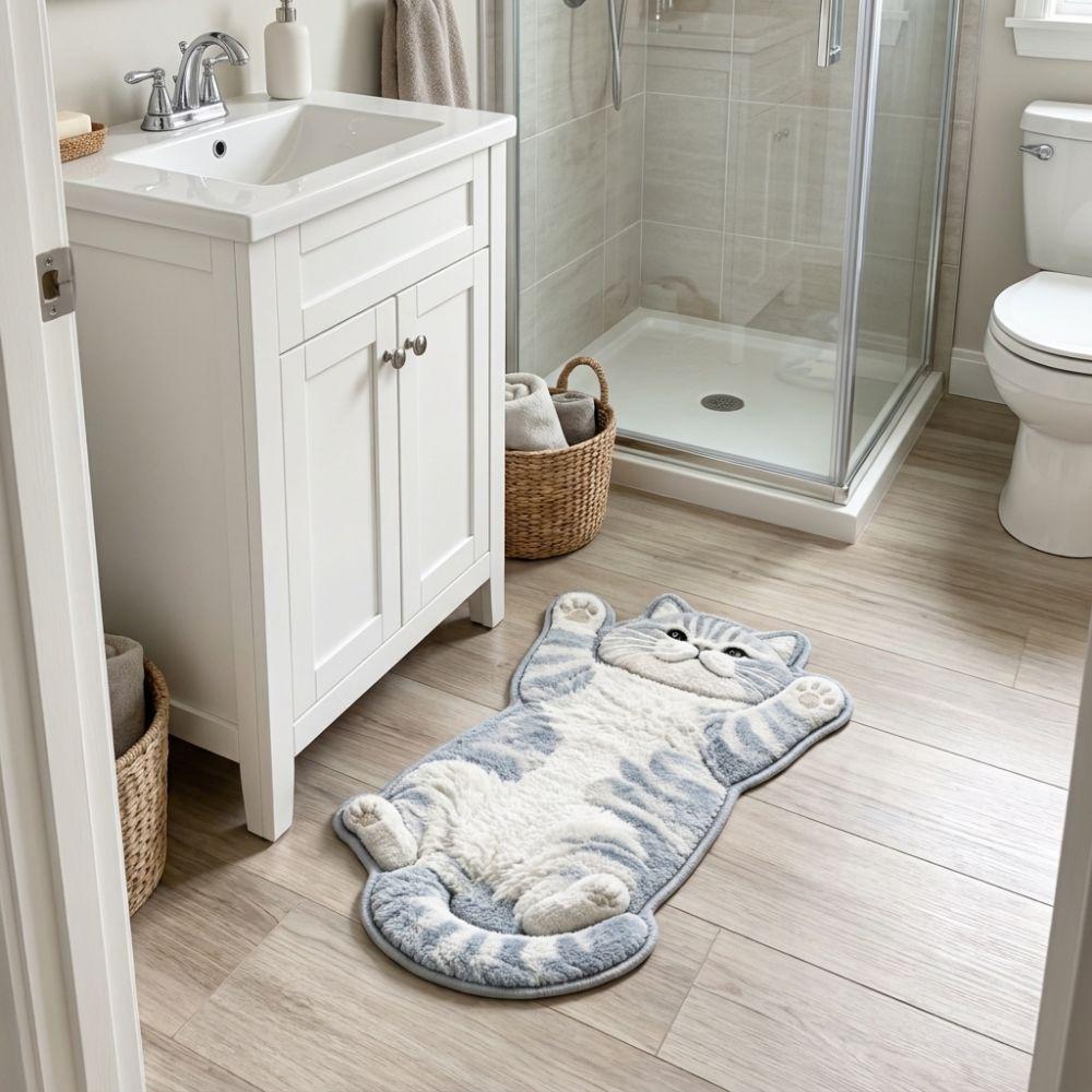 Anti-fouling Home Decor Carpet 2D Cartoon Carpet Soft Cat-Shaped Area Rug  Living Rooms