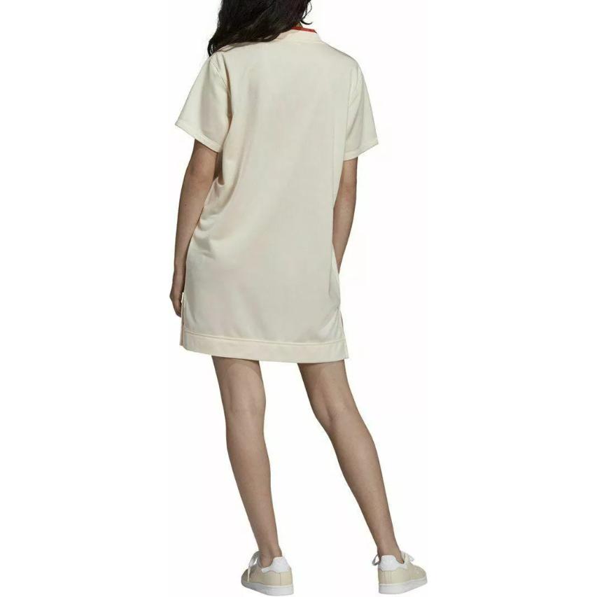 Adidas Originals Comfortable Soft Skin-Friendly Breathable Short Sleeve Dress Women Dresses Off-White DU8166