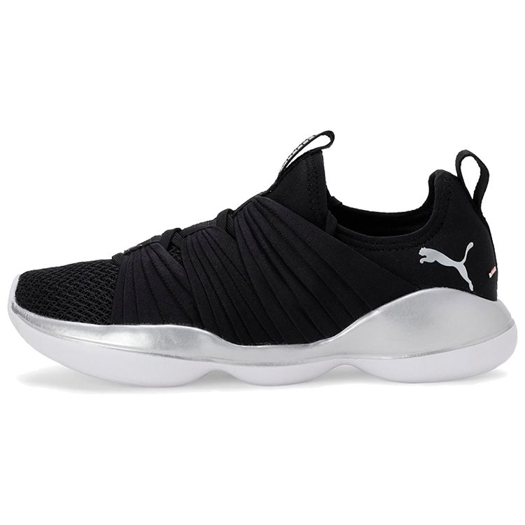 Puma Flourish Stellar Low Top Running Shoes Women Sneaker Black Silver White 192337-05