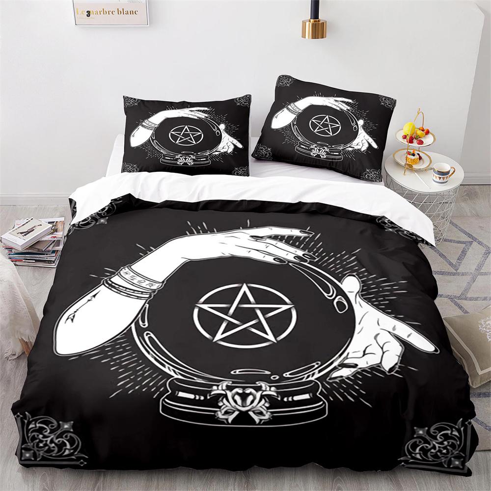 Mysterious Tarot Duvet Cover Set with Pillowcase Queen King Size Polyester Comforter Cover Fortune-Telling Element Tarot Card