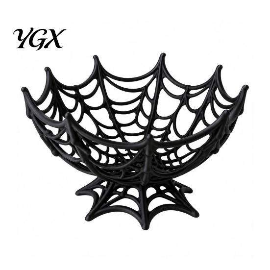 Entryway Table Decorations Halloween Spider Web Basket, Decorative Candy Bowl for Party Autumn Desktop Ornaments Centerpieces, Lightweight Plastic