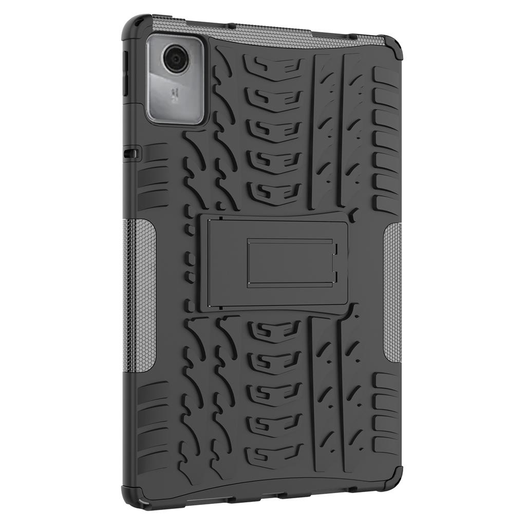 For Lenovo Tab M11/Xiaoxin Pad 11 2024 Case Tire Texture Shockproof TPU+PC Tablet Cover with Kickstand