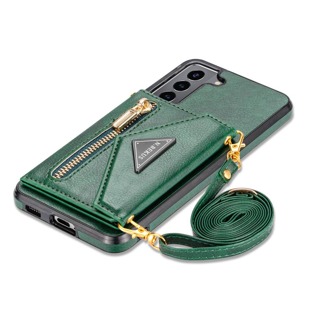 Crossbody Geldbörse Lederhülle für Samsung Galaxy S24 Ultra S23 S22 S21 S20 Plus A51 A71 A52 A72 A53 Reißverschluss Kreditkartenhülle