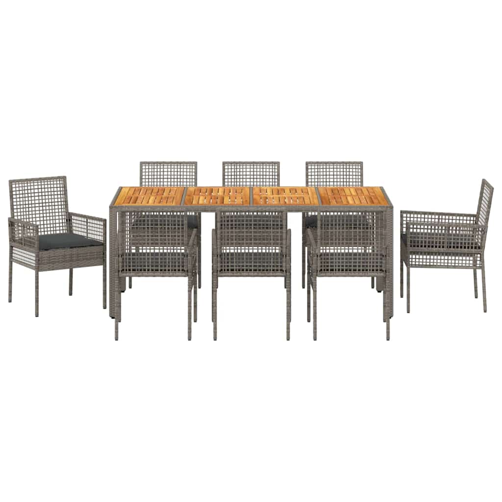 Garden Dining Set 9 pcs Grey Poly Rattan