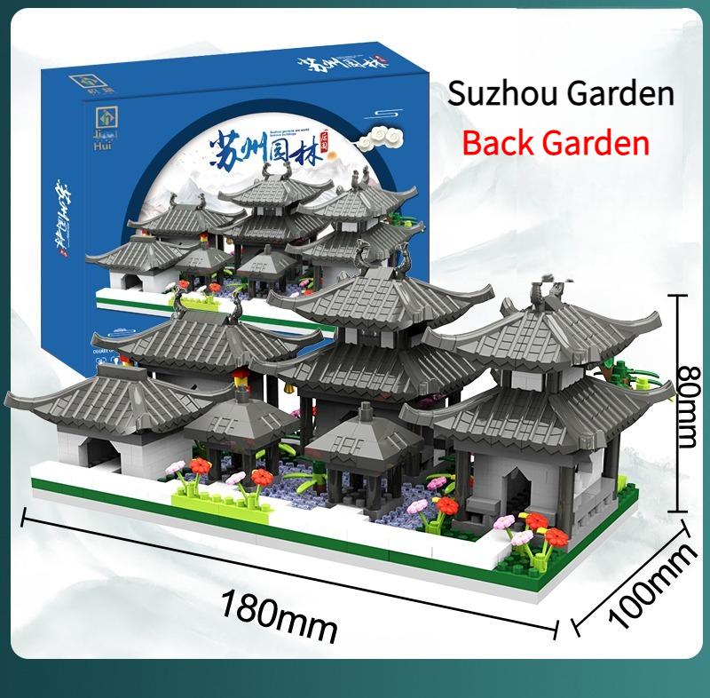Non-Toxic Chic Micro Suzhou Garden Three In One Ancient Style Architecture With High Difficulty Assembly Block Toys Puzzle Birthday Gift