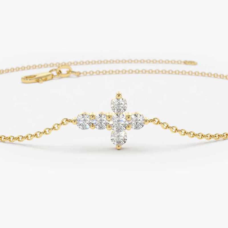 

Anziw 925 Sterling Silver Cross Bracelet Certified 2.5mm D Color Moissanite Bracelet for Women Men Jewelry Adjustable Chain Gift 16.5-21.5cm&2.5mm moissanite
