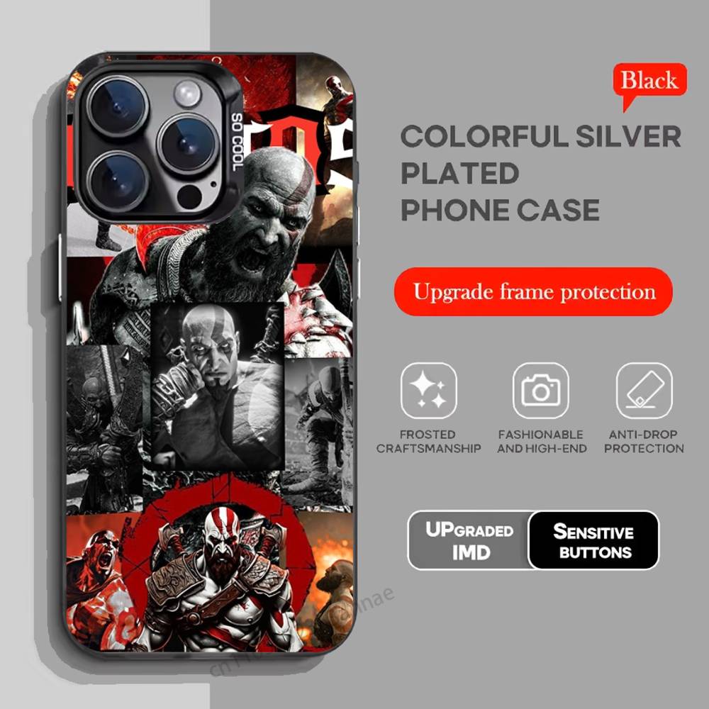 G-God OF War K-Kratos telefono dėklas iPhone 17,16,15,14,13,12,11,Pro,Max,Plus,Mini,X,XS,XR,8,S,SE minkštas juodas dėklas
