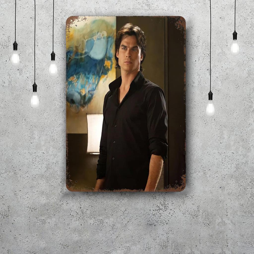 Damon Salvatore Decor Poster Vintage Tin Sign Metal Sign Decorative Plaque for Pub Bar Man Cave Club Wall Decoration