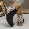 Aphixta 5cm Square Heel Lepoard Ankle Boots Pointed Toe Side Zip Women Boots Lady Footwear Women Autumn Winter Boots Size43 Shoe