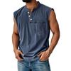 Men's Summer Solid Color Pocket Sports Buttons Vest Men's Sports Casual Vest