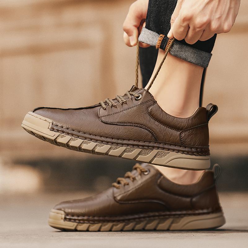 Lightweight Men's Casual Leather Shoes Comfortable Walking Shoes Suitable for Daily Wear Hiking Shoes Treking Footwear Sneakers
