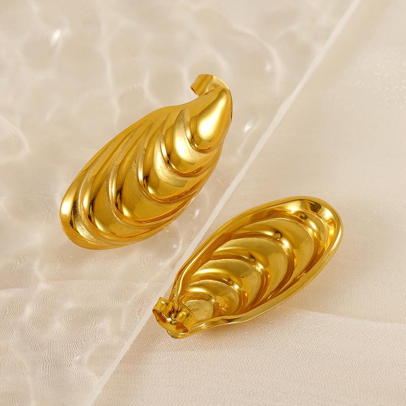 Trendy Luxe Metal Wave Shell Earrings: Unique European-American Design