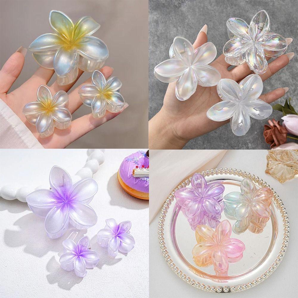 3Pcs/Set Hair Accessories Ponytail Clip Gradient Hairpin Plumeria Hawaiian Headwear Beach