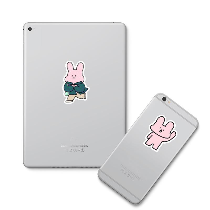Pink Rabbit & Brown Bear Animal Pattern Large Journal & Phone Case Stickers - 100 Sheets