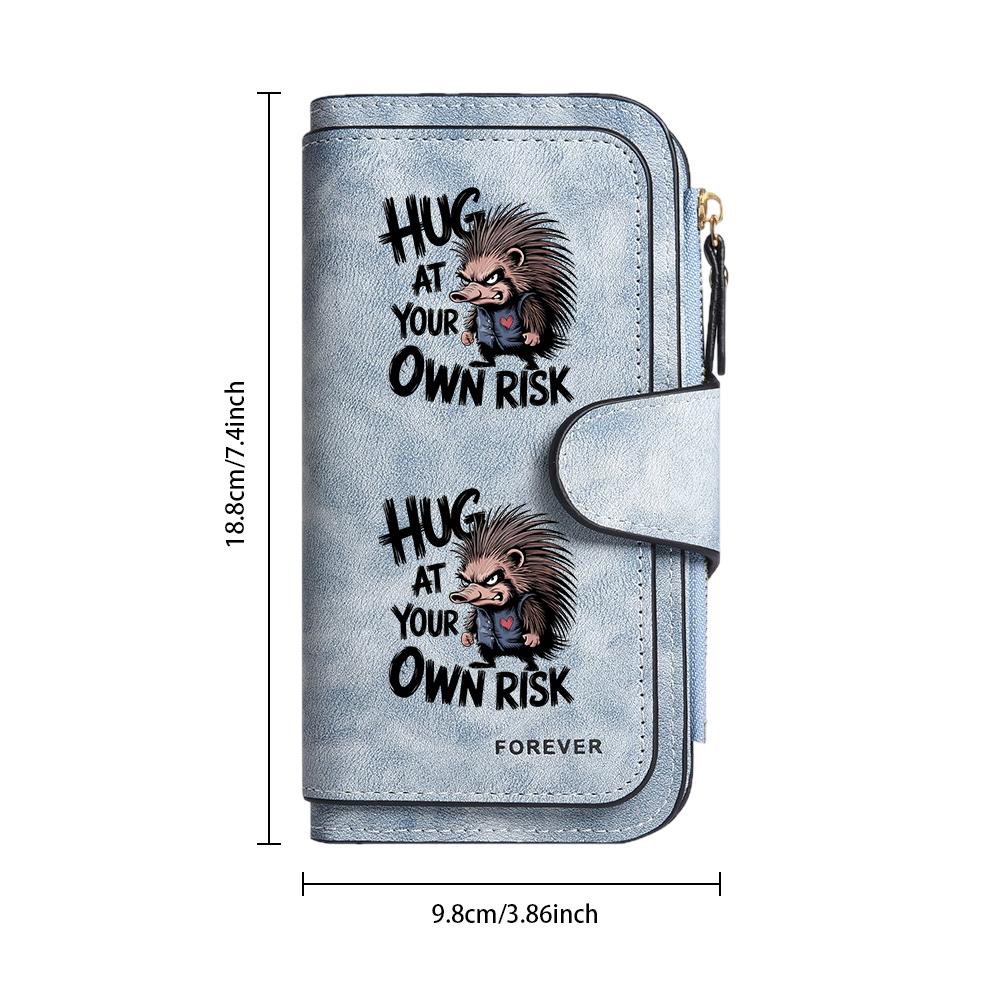  Hedgehog Print Wallet Faux Leather Long Purse Card Holder For Daily Use