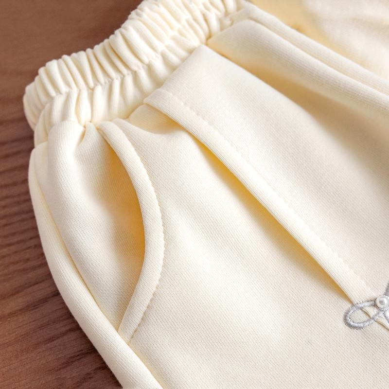 Toddler Girls Pants Autumn New Pearl Bowknot Embroidery Baby Girls Sport Pants Loose Elastic Waist Kids Baby Girls Sweatpants