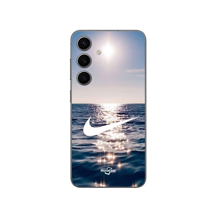 Coque pour Samsung Galaxy S24 plus nike logo blanc mer soleil