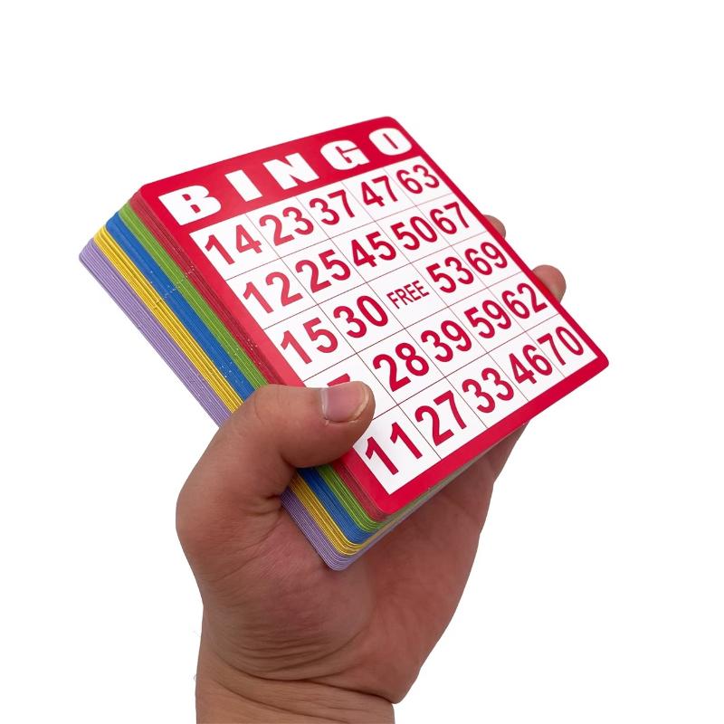 Bingo Game Set 50/100Pcs Premium Bright Colorful Cards Clear Plastic Markers Fun Group Game for Christmas Thanksgiving Party